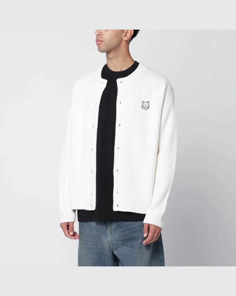 Kitsuné Ecru Cardigan mit Logo-Patch Beige