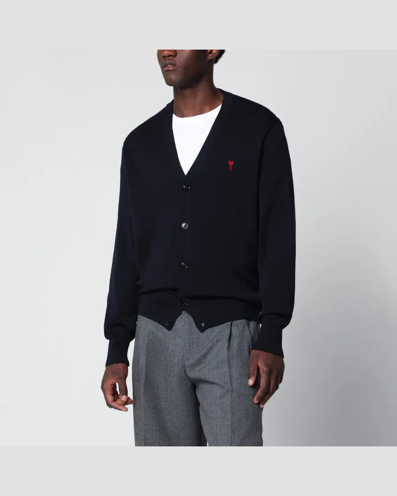 AMI Paris Marineblauer Ami De Coeur Cardigan Blue