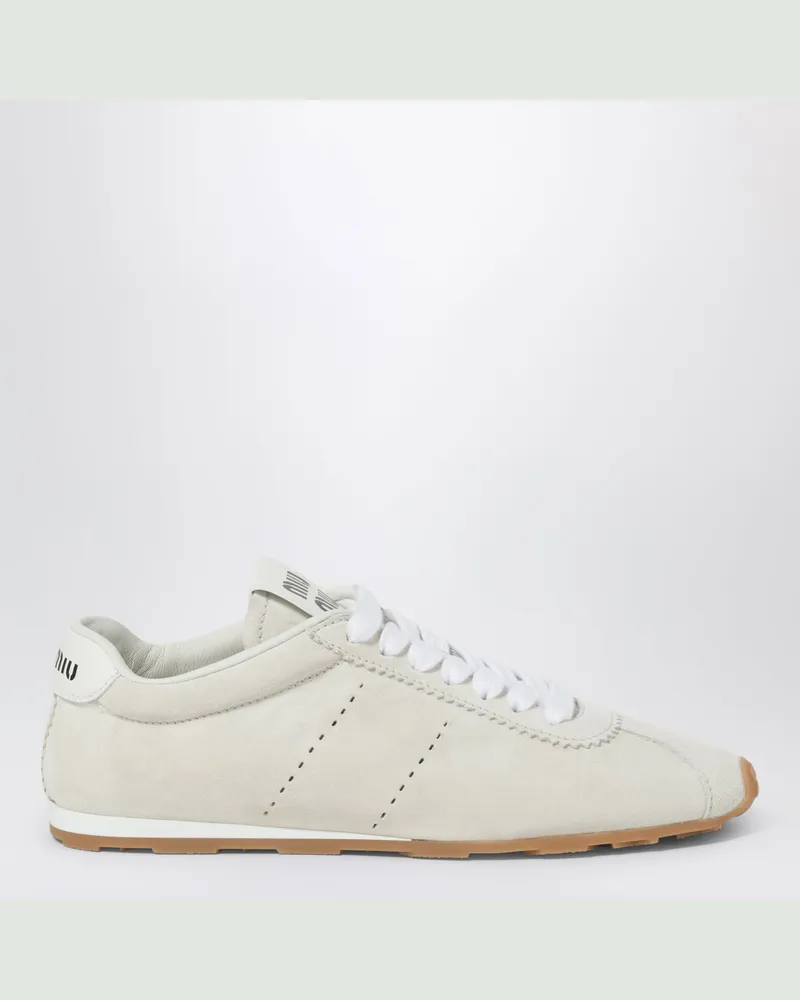 Miu Miu Weiße Plume Sneaker aus Veloursleder White