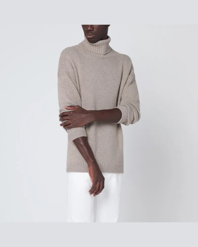 Loro Piana Greige Rollkragenpullover aus Kaschmir Grau