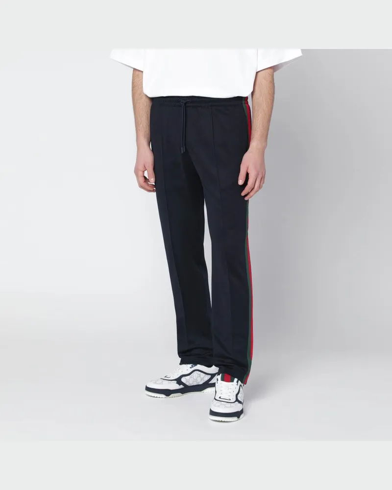 Gucci Dunkelblaue Sporthose aus technischem Jersey Blau