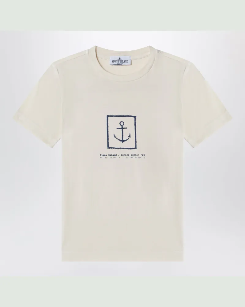 Stone Island Beiges T-Shirt mit Logoprint White