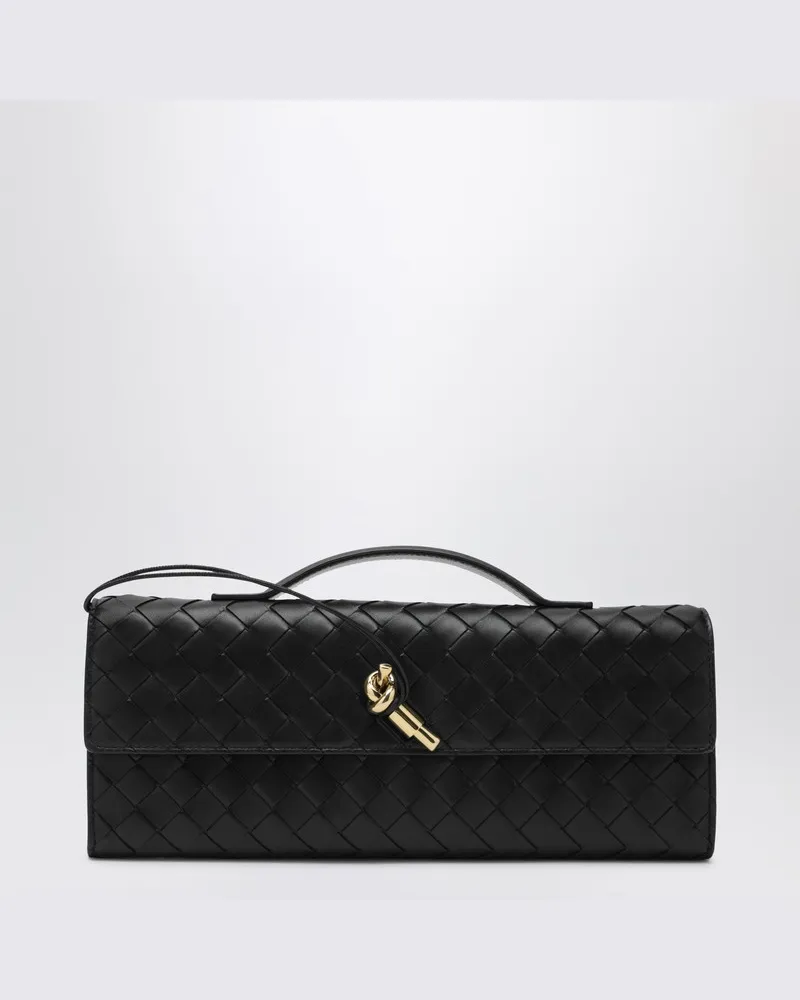 Bottega Veneta Schwarze Clutch Andiamo mit Griff Schwarz