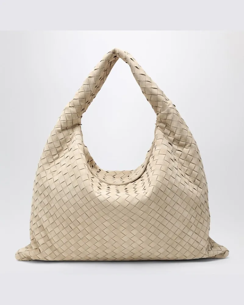 Bottega Veneta Hop große Umhängetasche ecru aus Wildleder Beige