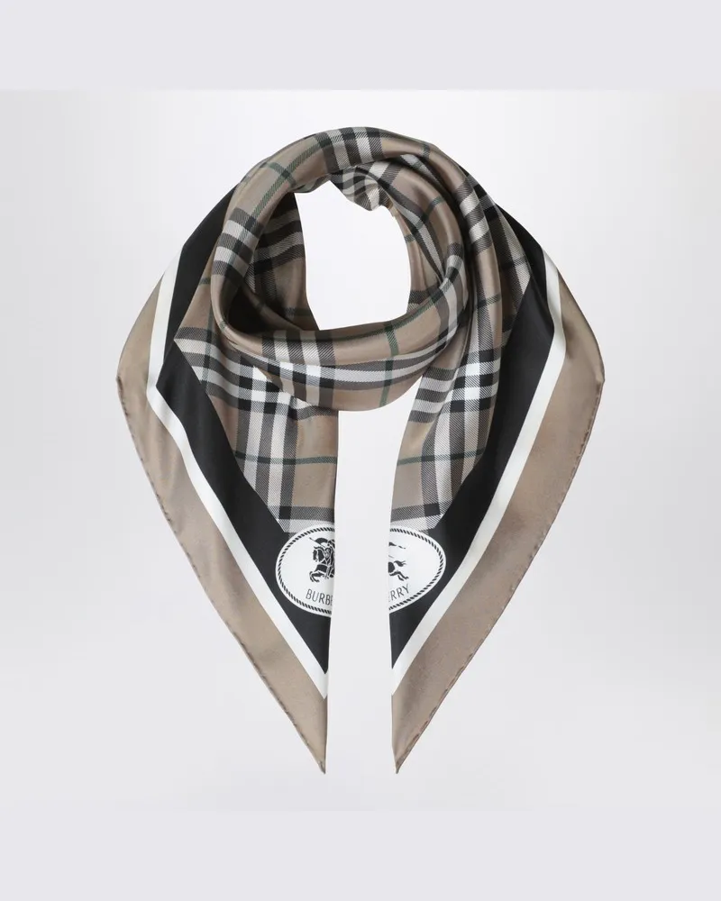 Burberry Seidentuch mit hellbraunem Karomuster Braun