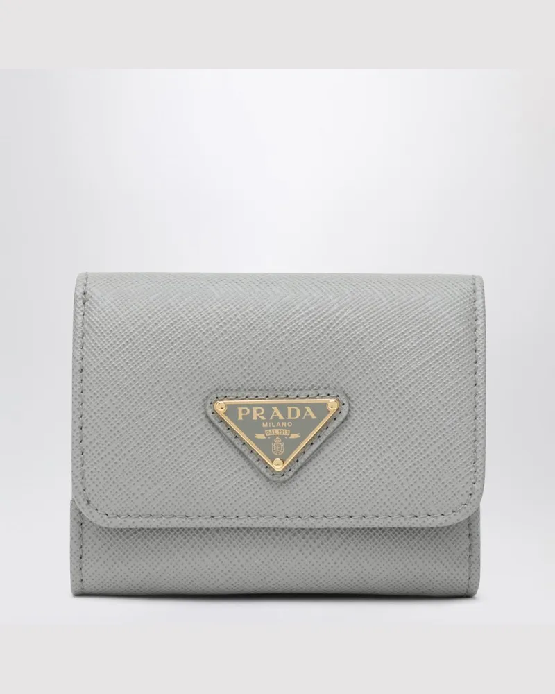 Prada Hellgraue kleine Saffiano-Geldbörse Grau