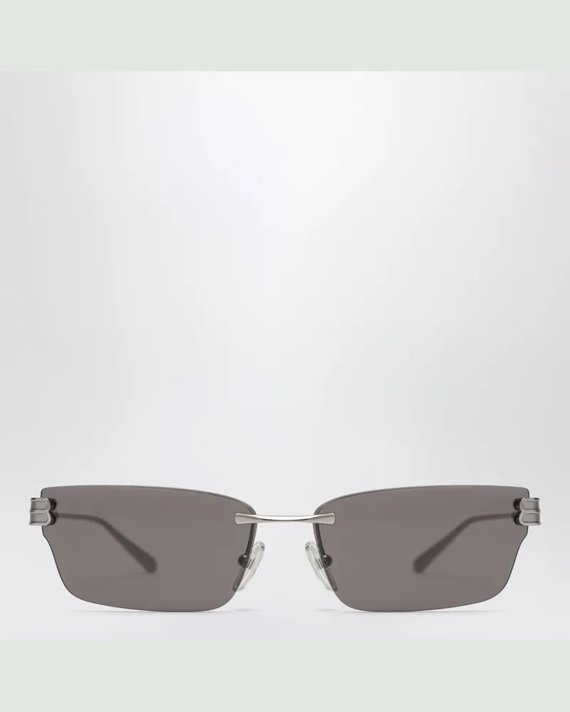 Balenciaga Gossip rechteckige Sonnenbrille Silver/Black Metal