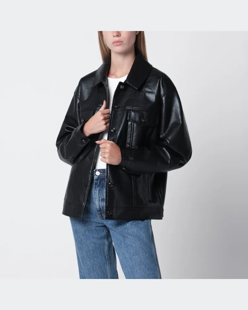 Anine Bing Schwarze Jacke aus regeneriertem Leder Black