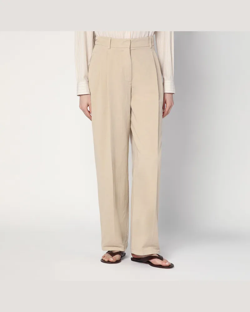 The Row Lilas leichte khakifarbene Hose aus Baumwolle und Leinen Green