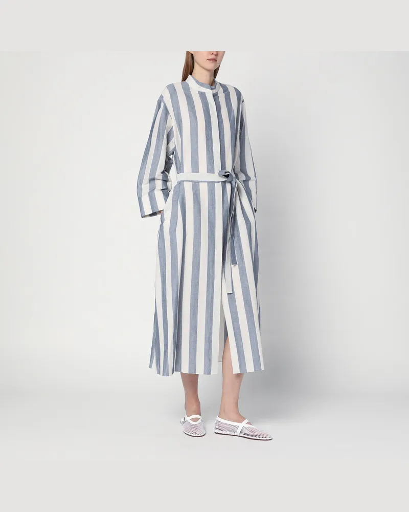 Max Mara Weiß/blau gestreiftes Hemdkleid White