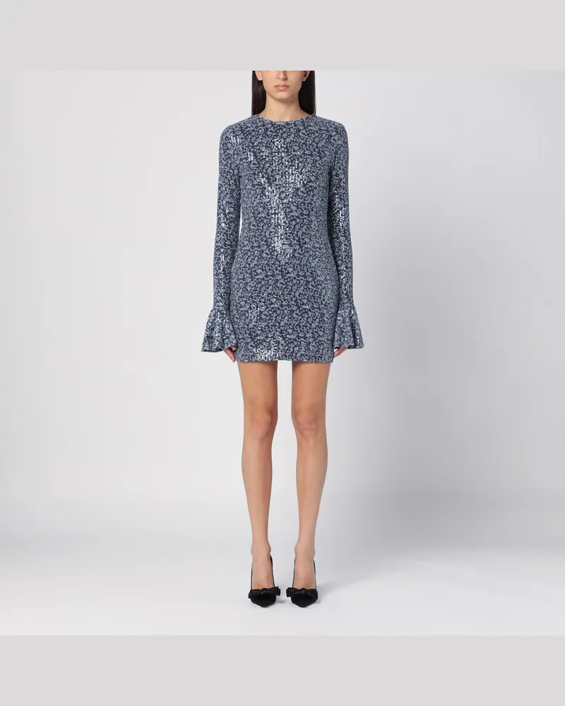 ROTATE Birger Christensen Pailletten-Minikleid mit lila Aufdruck Mehrfarbig