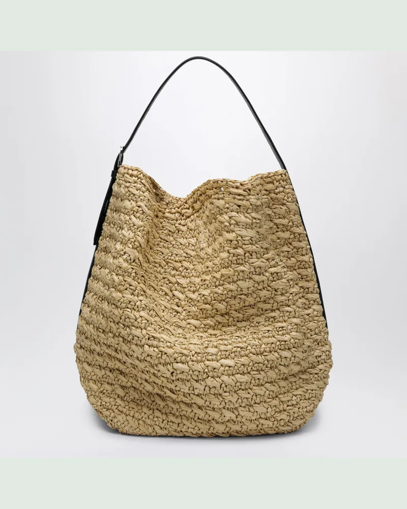 Totême Tote-Bag aus Bast in Natur mit Gürtel und Henkel Beige