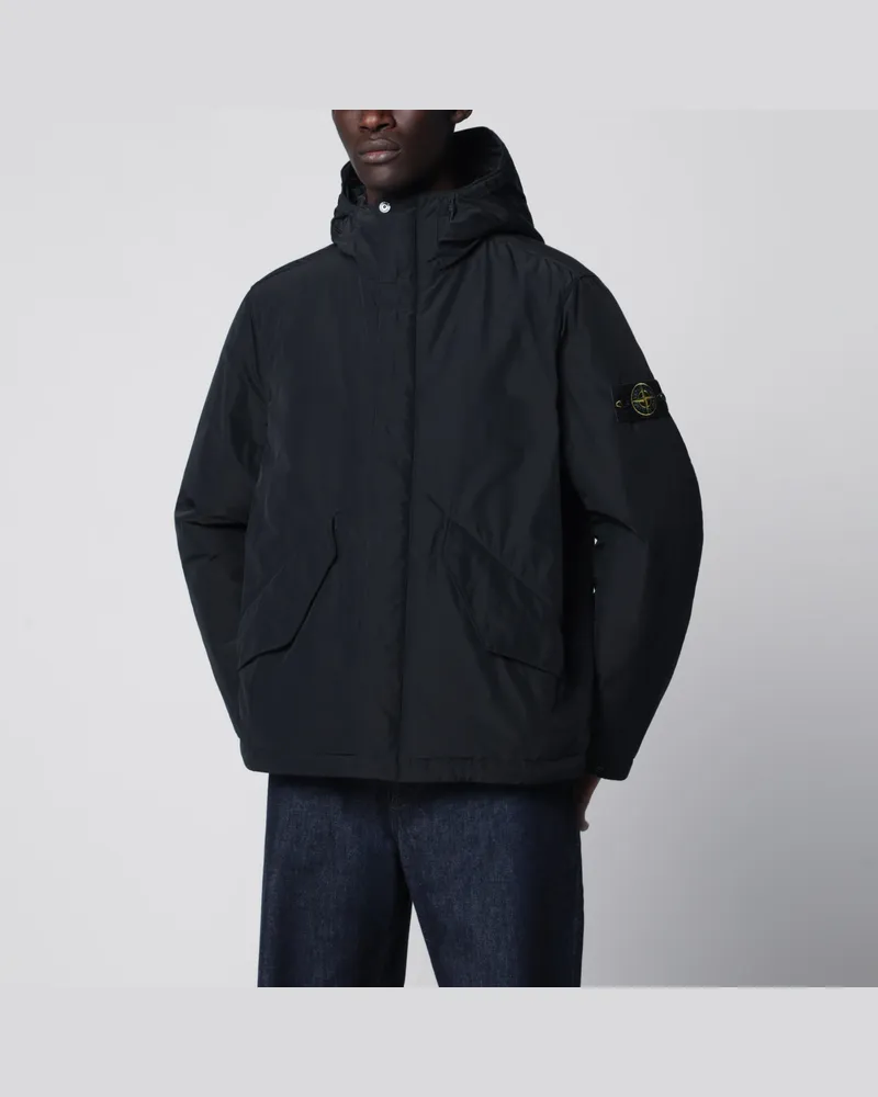 Stone Island Schwarze wattierte Jacke mit Reißverschluss Black