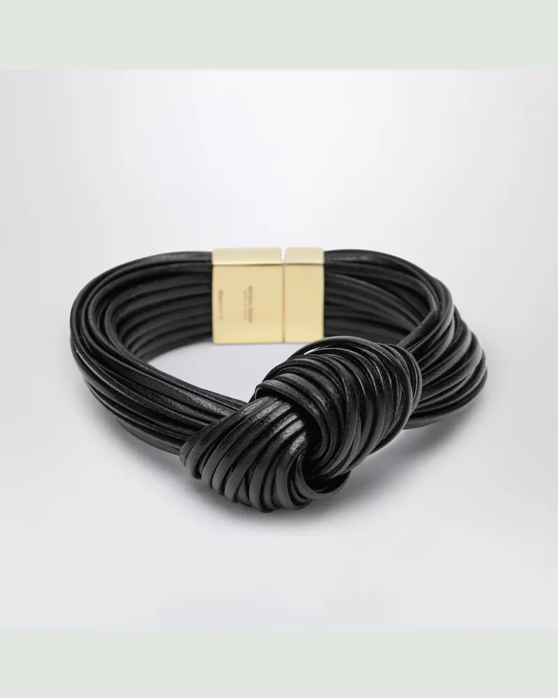 Bottega Veneta Schwarzes Lederarmband mit Knotendetail Black