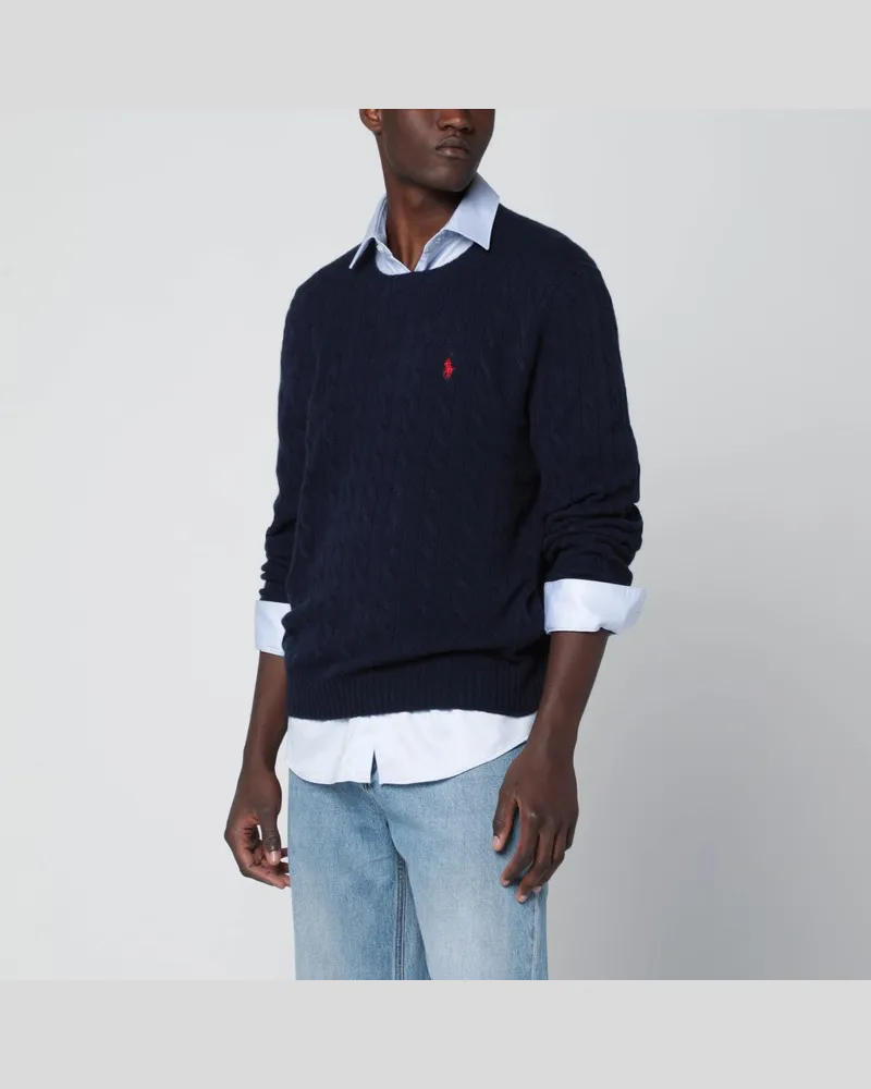 Ralph Lauren Marineblauer Strickpullover aus Wolle und Kaschmir Blau