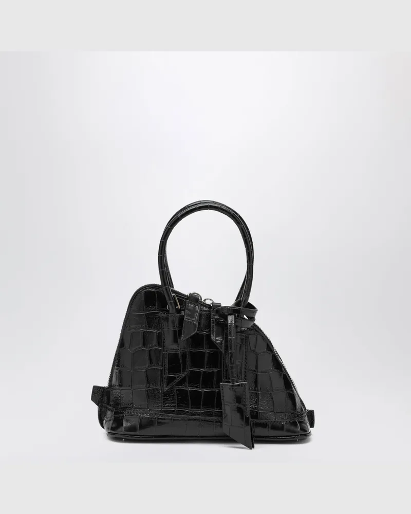 ATTICO Black Sant Ambroeus mini bag with crocodile effect Black