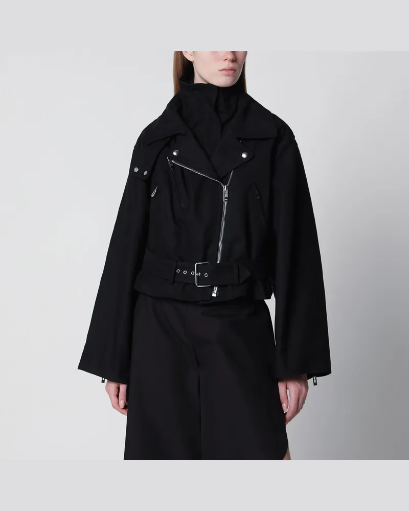 Alaïa Schwarze Bikerjacke aus Baumwolle Black