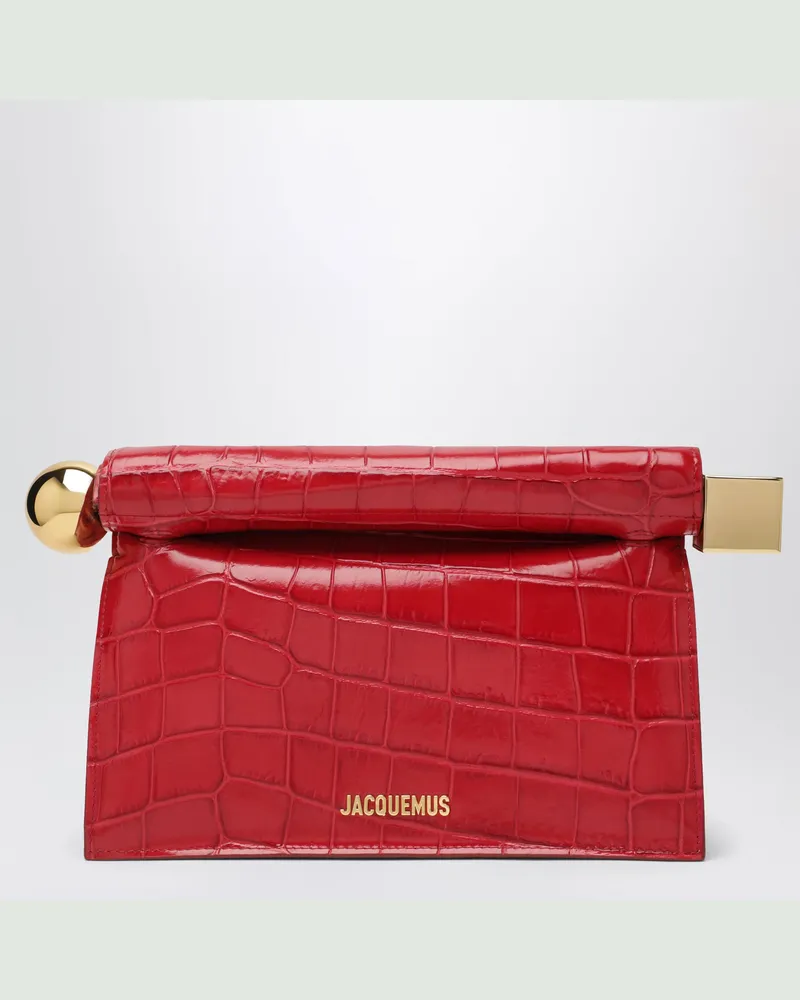 Jacquemus Bedruckte rote Clutch aus Leder Red