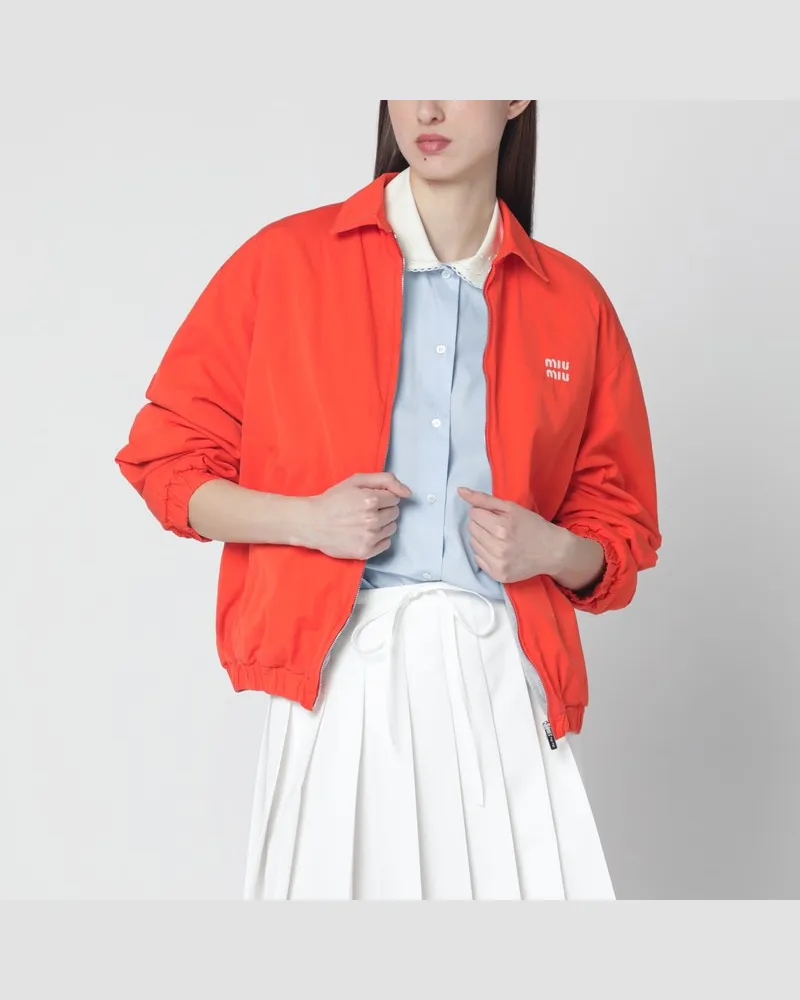 Miu Miu Orangefarbener Baumwoll-Blouson mit Logo Orange