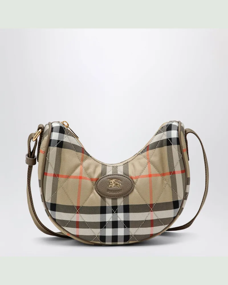 Burberry Horseshoe Umhängetasche aus gestepptem Nylon in Sand Beige