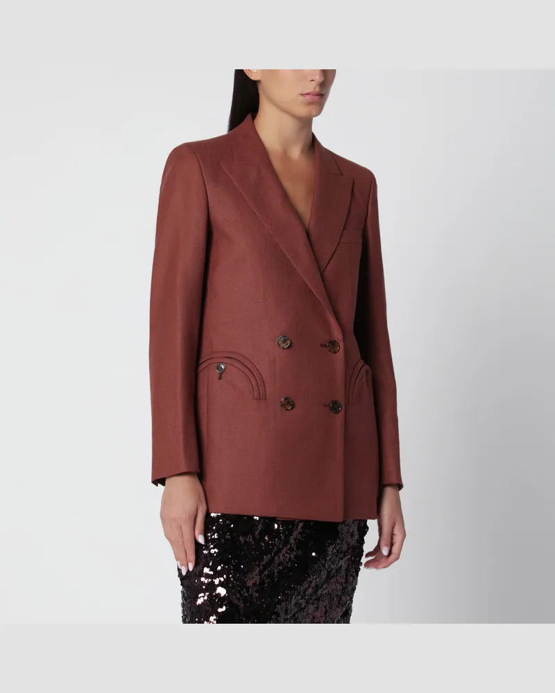Blazé Milano Doppelreihige Jacke in Rostfarbe aus Wolle und Kaschmir Red