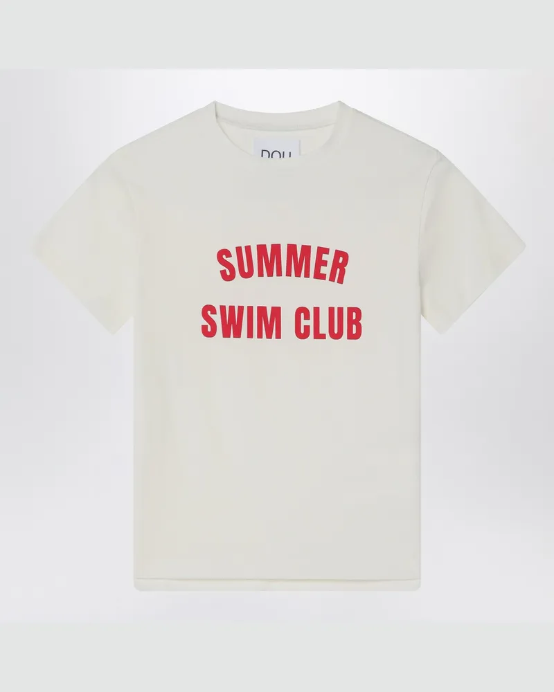 DOUUOD Elfenbeinfarbenes T-Shirt Summer Swim Club White