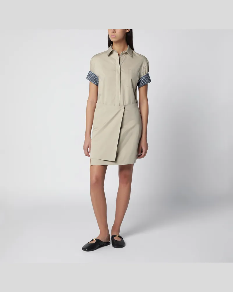 Loewe Kurzes Wickelkleid aus Baumwolle und Seide in Beige Beige