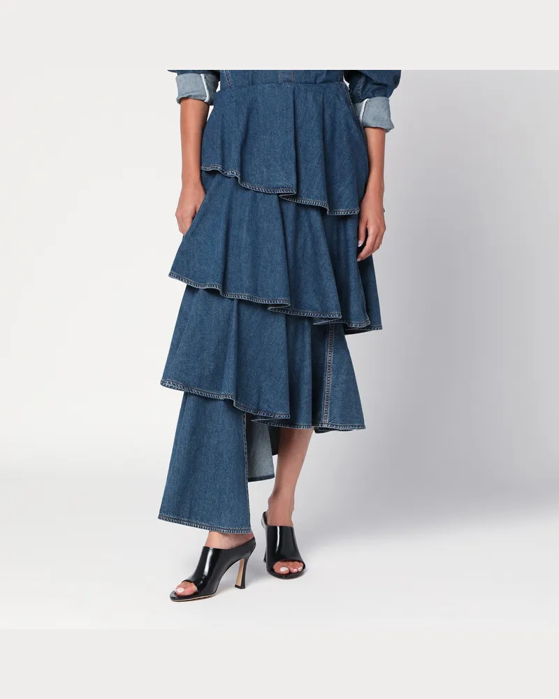 Alaïa Asymmetrischer Spiralrock aus Denim Blue