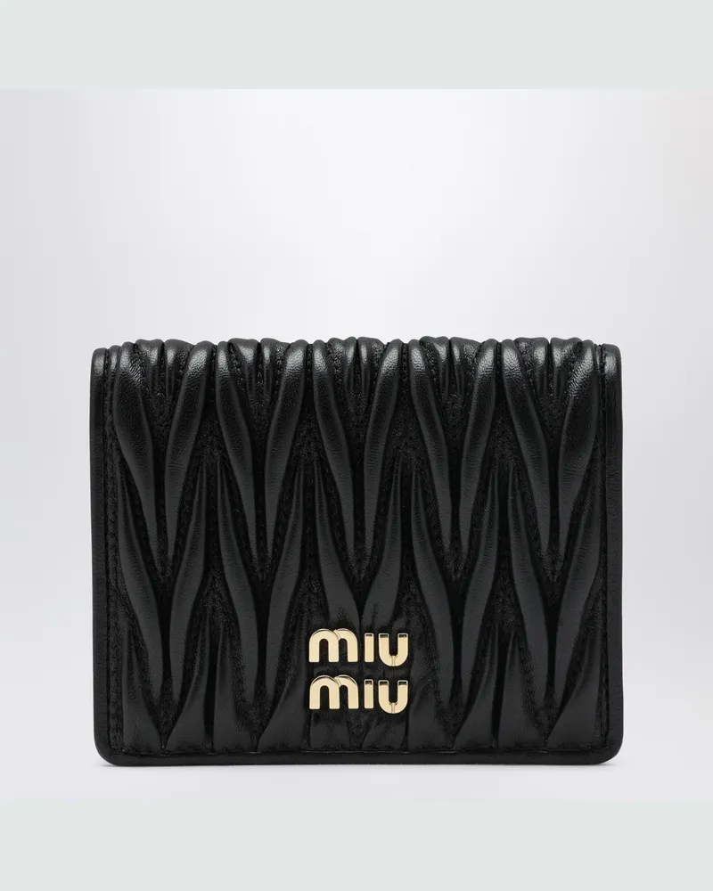 Miu Miu Schwarze Nappa-Leder gesteppte Geldbörse Black