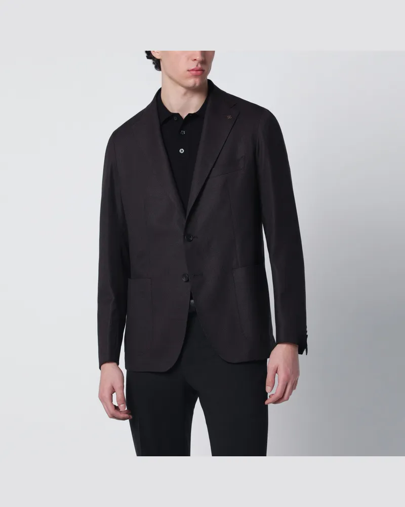 Tagliatore Einreihige braune Jacke aus Wolle Brown