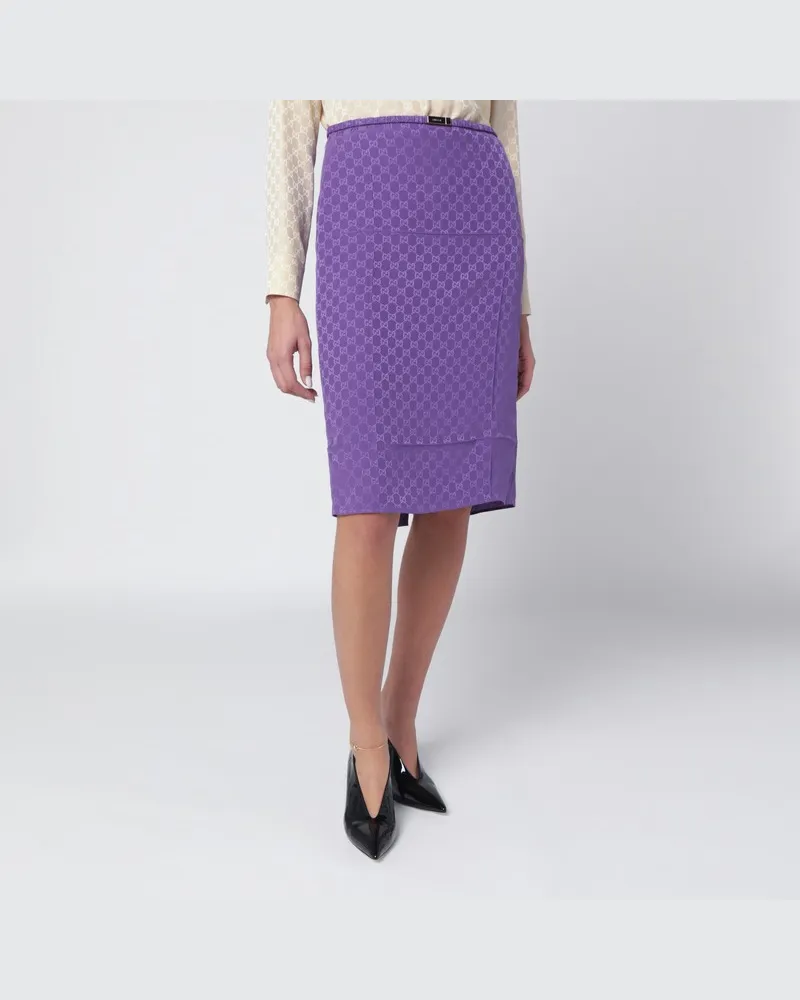 Gucci Violetter GG Jacquard-Seidenrock Violett