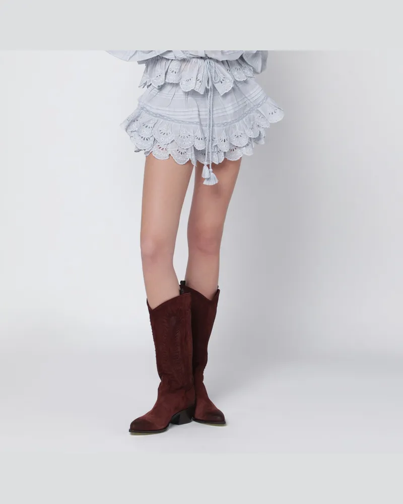 Isabel Marant Hellblaue Puria-Shorts aus Spitze mit Rüschen 