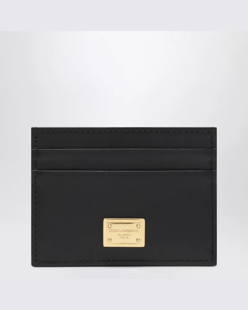 Dolce & Gabbana Schwarzes Kartenetui aus Leder mit Logoplakette 
