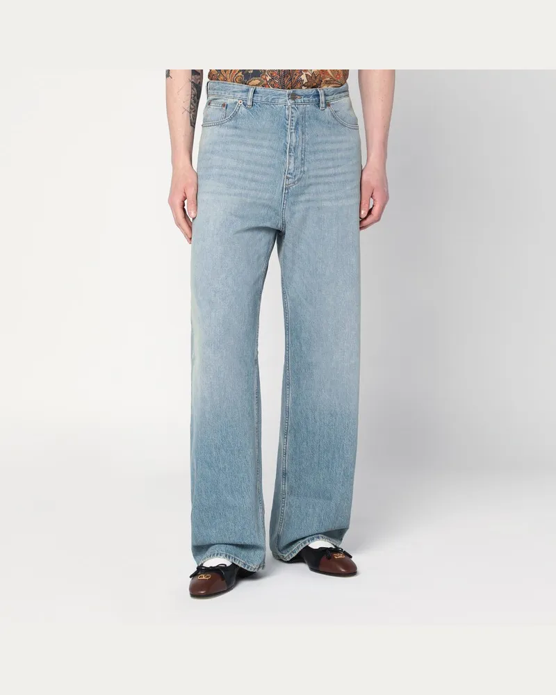 Valentino Garavani Hellblaue Jeans mit Wascheffekt Blau