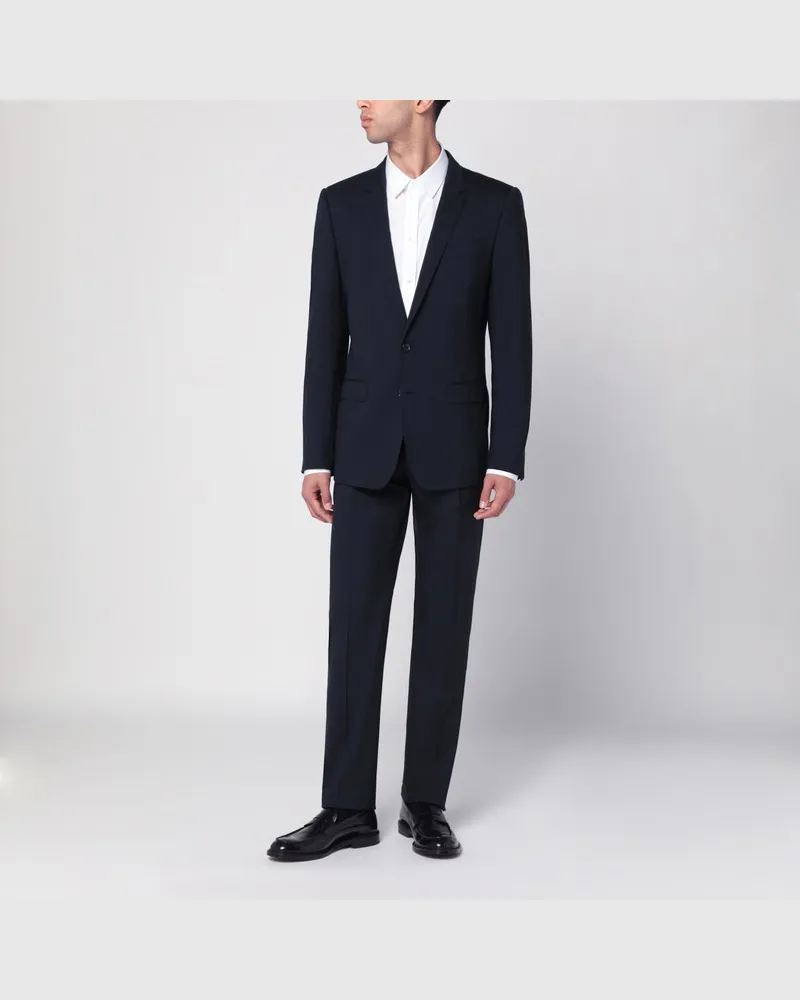 Dolce & Gabbana Blauer einreihiger Anzug aus Schurwolle Blau