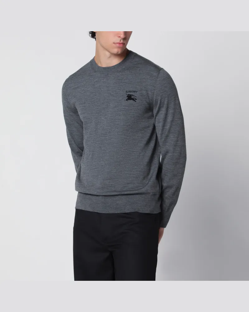 Burberry Grauer Rundhalspullover aus Wolle Grey