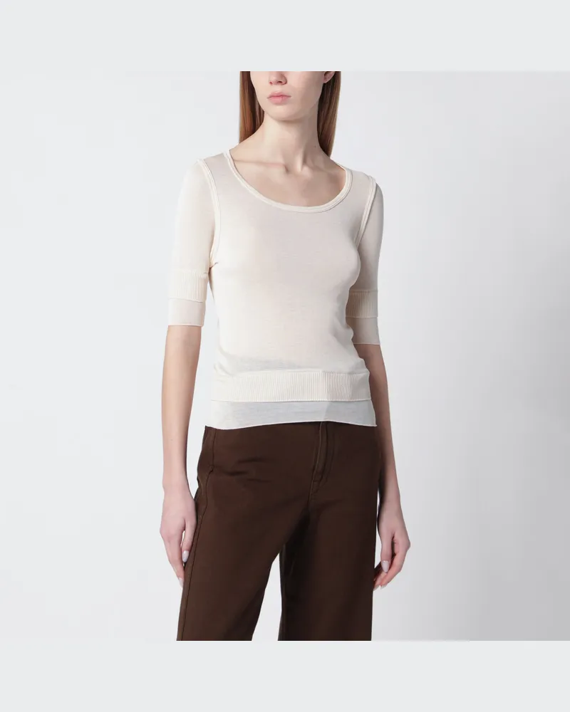 Christophe Lemaire Hellbeiges Trompe-l'ail-Top aus Viskose und Seide Beige