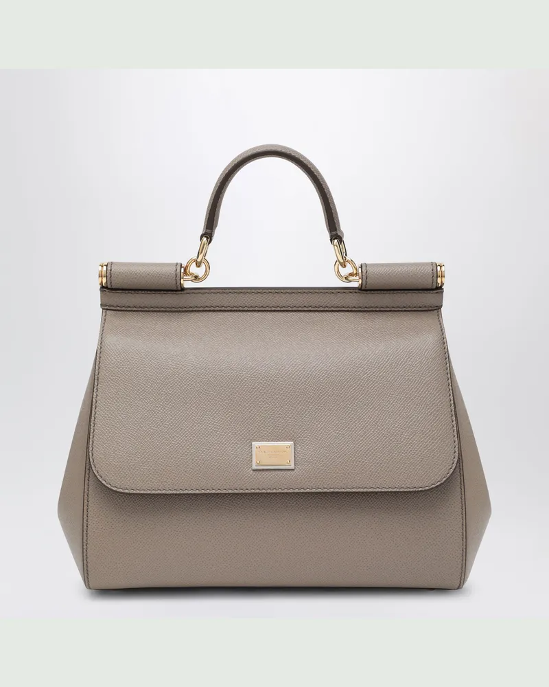 Dolce & Gabbana Große schwarze Sicily Handtasche Beige