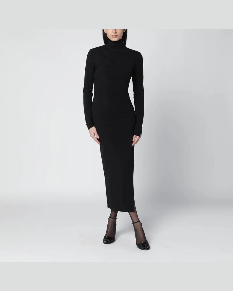 ATTICO Schwarzes Rollkragenkleid mit Zip-Detail Schwarz