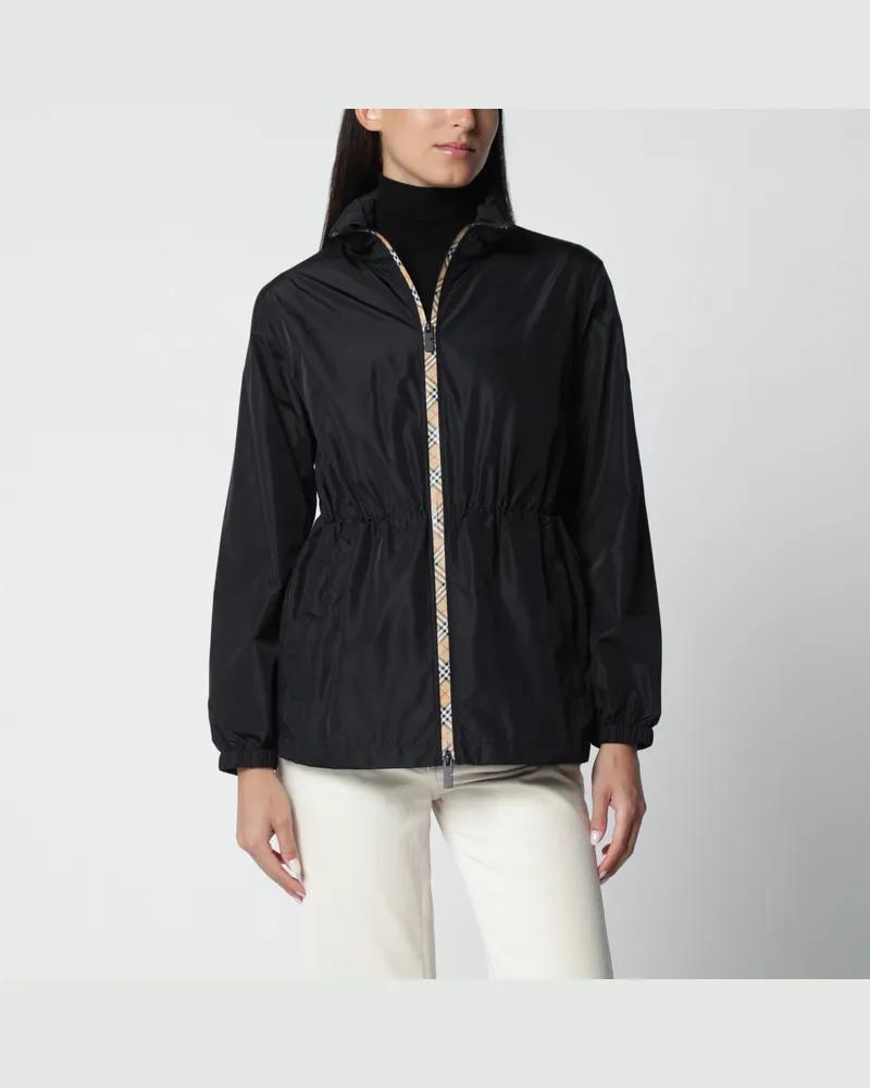 Burberry Schwarze Nylonjacke mit Reißverschluss Black