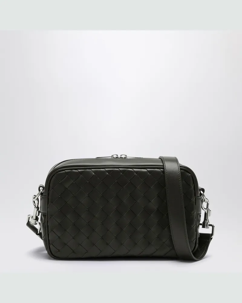 Bottega Veneta Khakifarbene Kameratasche mit Flechtmuster 