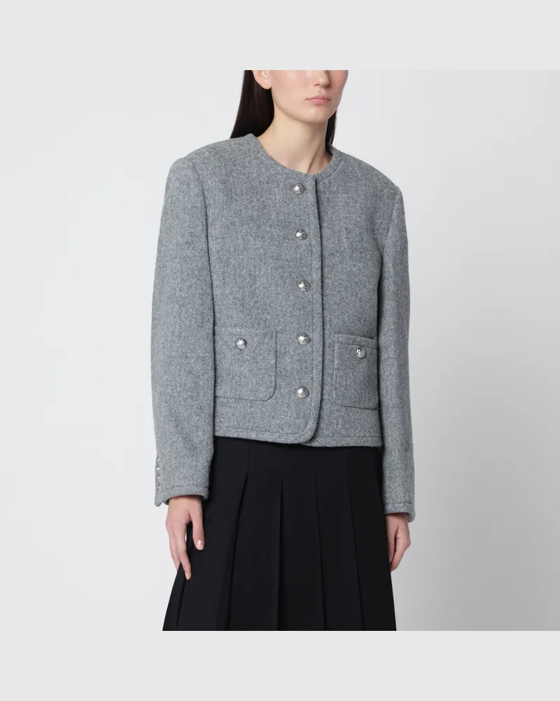 Dunst Graue melierte Classic Jacke aus Tweed Grey