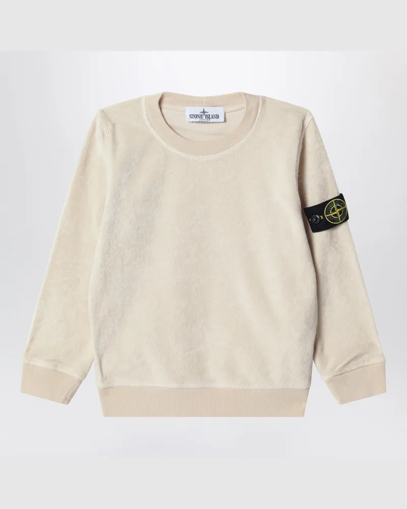 Stone Island Hellbeiges Sweatshirt aus Baumwollfrottee White