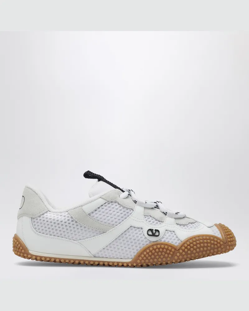 Valentino Garavani Amphibia Sneaker aus gummiertem Kalbsleder und weißem Spaltleder White