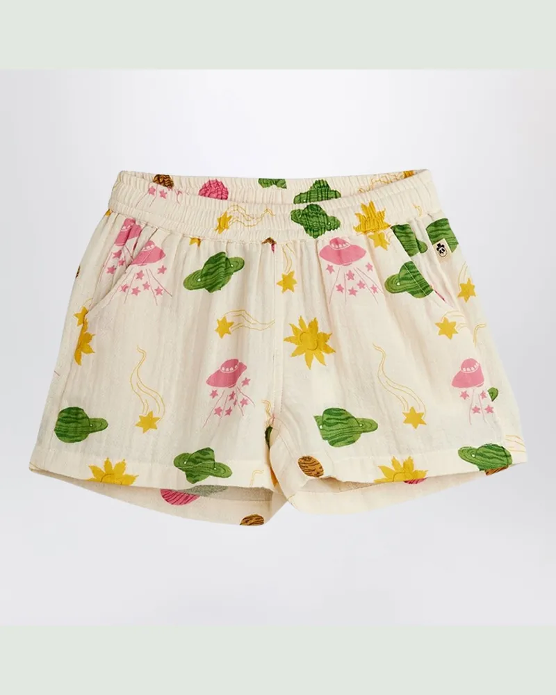 Mini Rodini Musselinshorts mit Weltraum-Print White