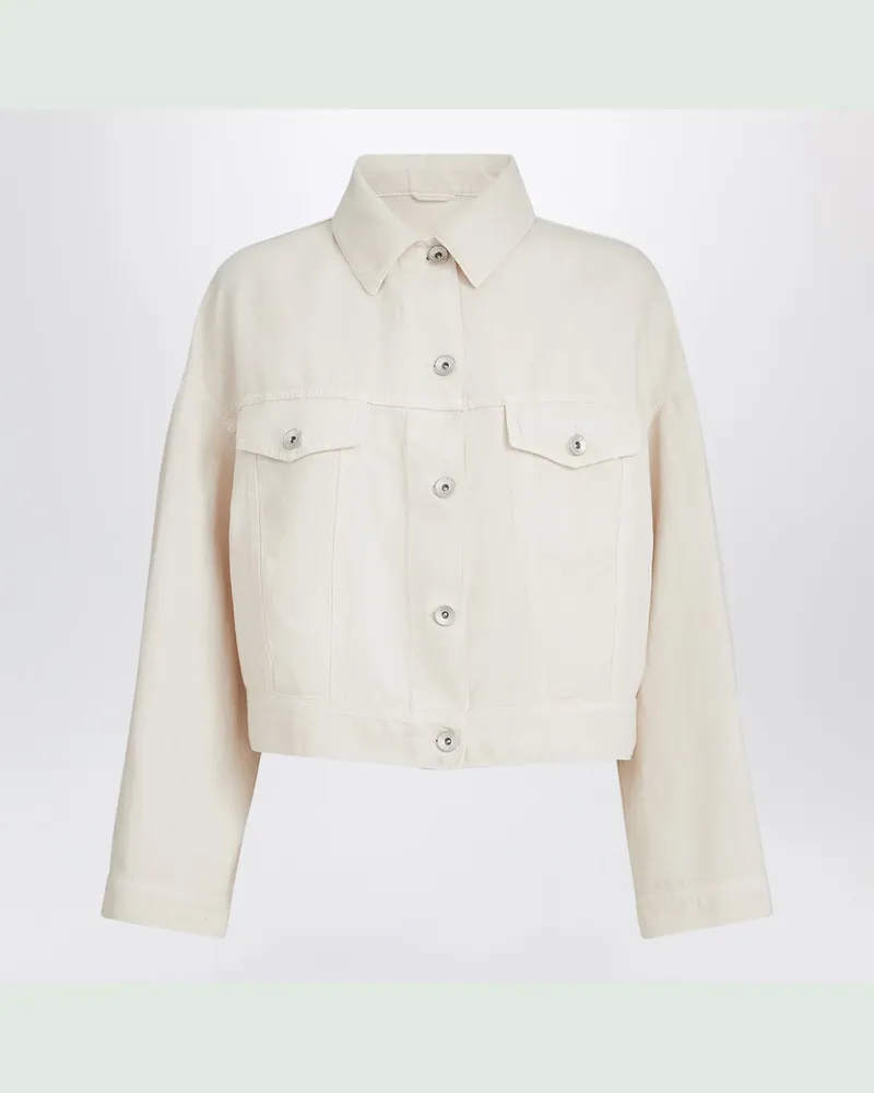 Brunello Cucinelli Garment-dyed Outerwear aus Baumwolle und Leinen mit Monile-Detail White