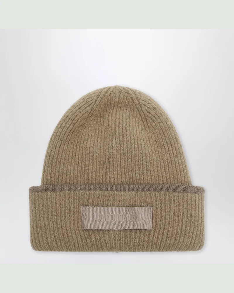 Jacquemus Beige Gros Grain Mütze aus Alpakamischung Beige