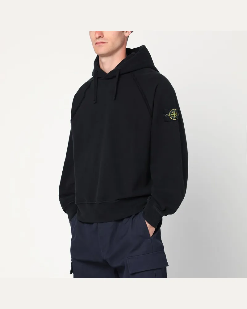 Stone Island Schwarzes Kapuzen-Sweatshirt aus Baumwolle Schwarz