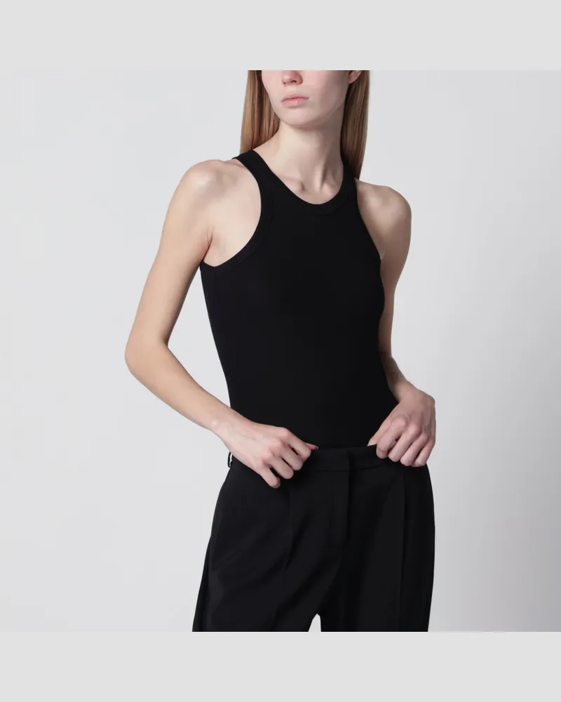 SPORTMAX Ripp-Tanktop aus Baumwolle und Seide in Schwarz Black