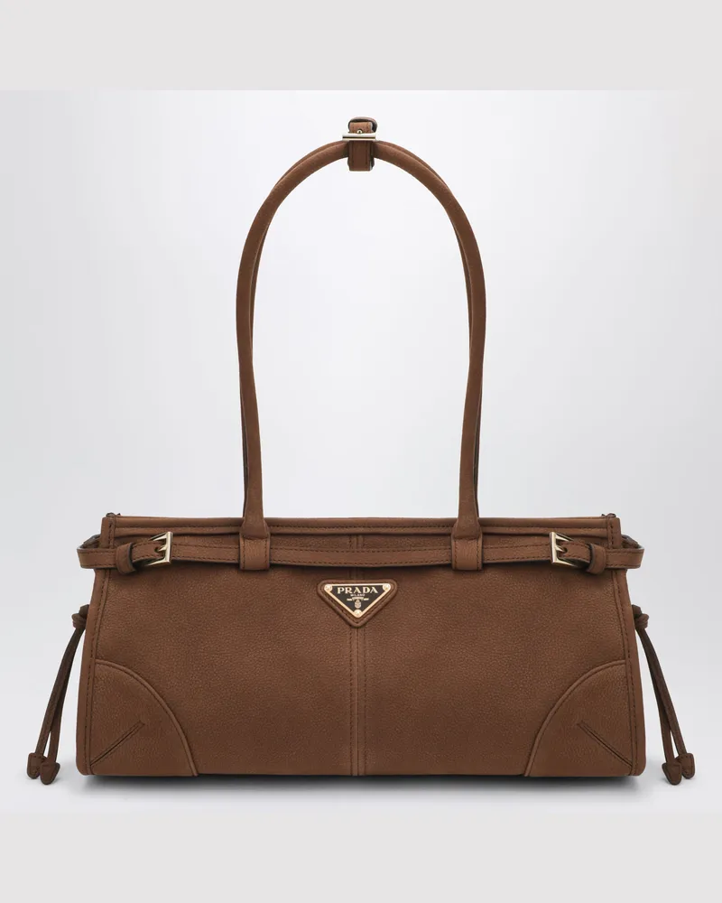 Prada Handtasche Bonnie medium aus Nubukleder in Kakao Brown